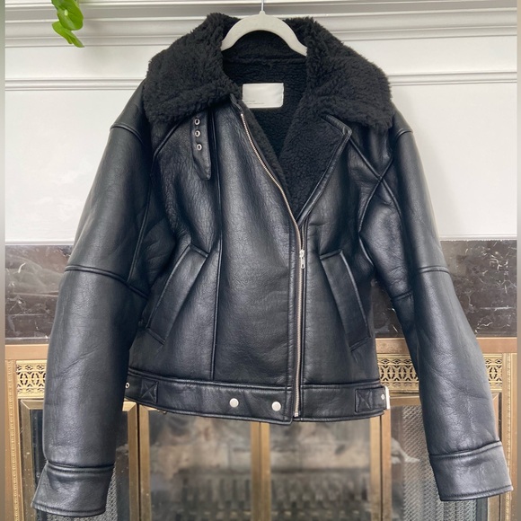 NWOT - Oak + Fort OVERSIZED SHERPA AVIATOR JACKET - Small - Picture 3 of 12